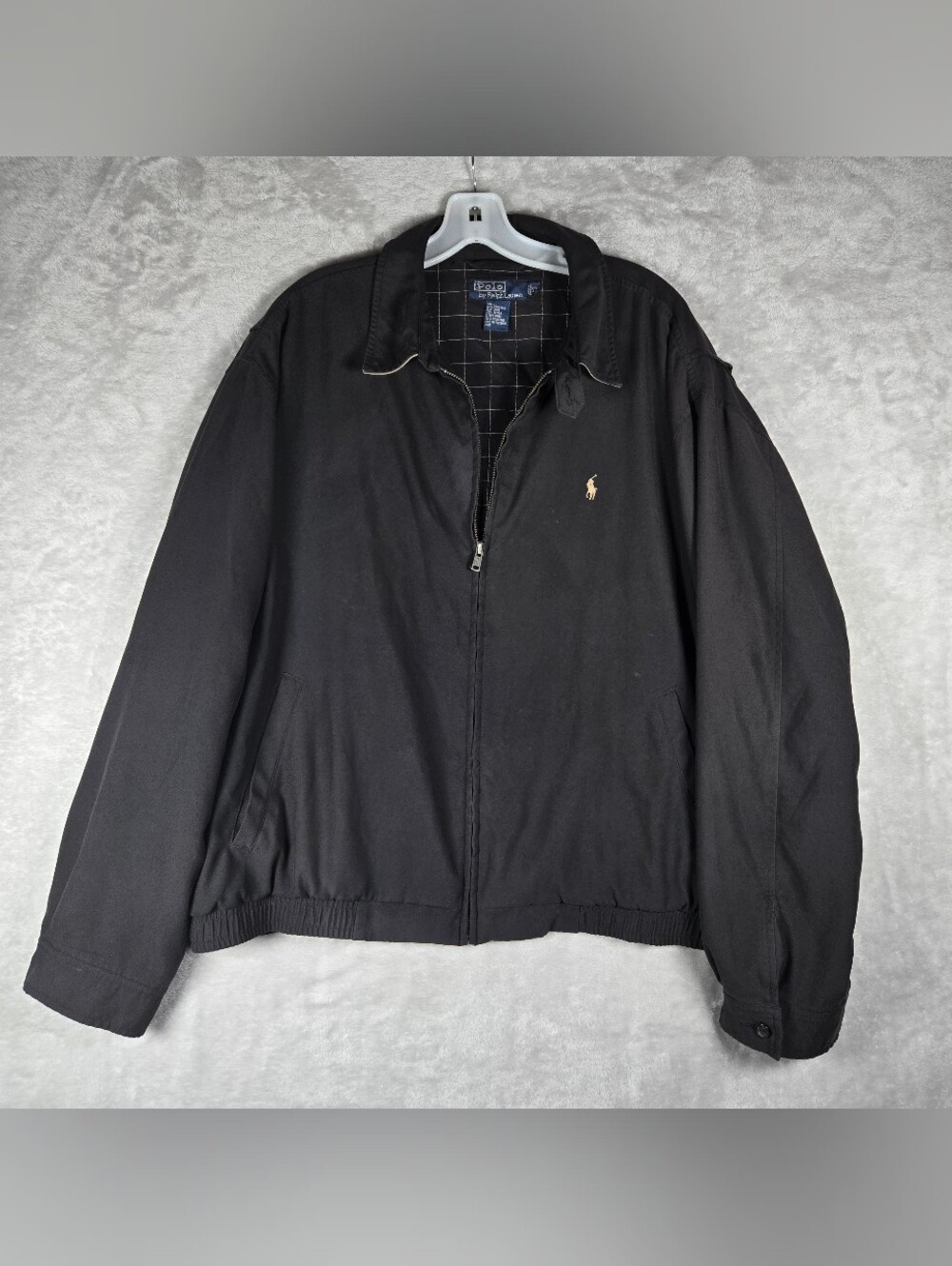 Polo Ralph Lauren Harrington Bomber Jacket Mens Size XL Full Zip Black Read Des!